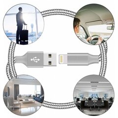 USB Lightning laidas, dengtas virviniu sluoksniu, Juodos spalvos kaina ir informacija | Laidai telefonams | pigu.lt