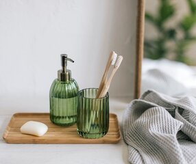 Контейнер для зубных щеток Vintage Style Glass Green цена и информация | Набор акскссуаров для ванной | pigu.lt