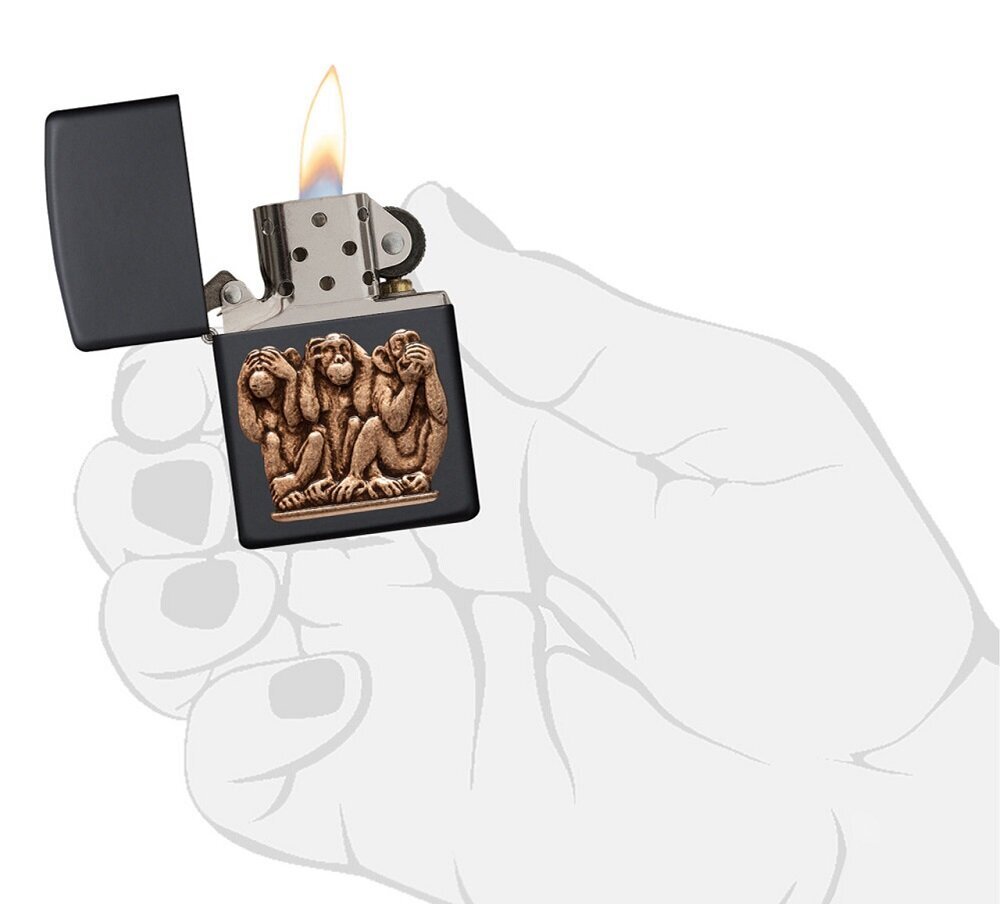 Žiebtuvėlis Zippo 29409 Three Monkeys kaina ir informacija | Žiebtuvėliai ir priedai | pigu.lt