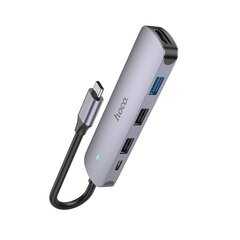 Hoco type C pilkas adapteris kaina ir informacija | Adapteriai, USB šakotuvai | pigu.lt