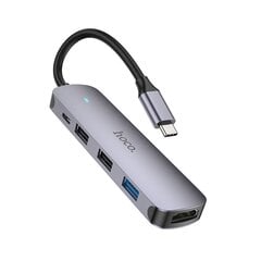 Адаптер Hoco HB27 Type-C Multi-Function Converter HDMI+USB3.0+USB2.0*2+PD серый цена и информация | Адаптеры, USB-разветвители | pigu.lt