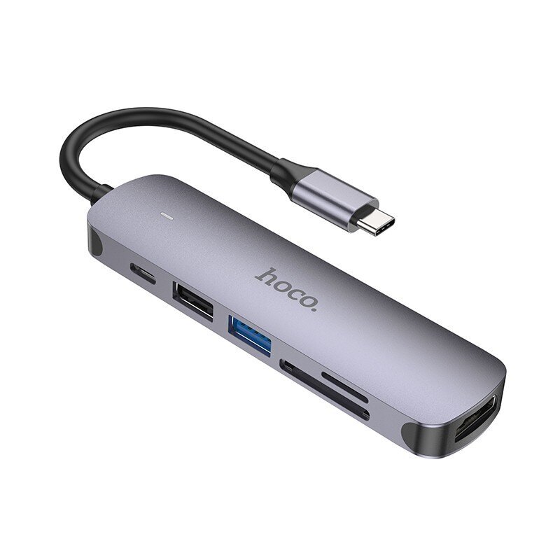 Hoco HB28 Type-C adapteris HDMI+USB3.0+USB2.0+SD+miniSD kaina ir informacija | Adapteriai, USB šakotuvai | pigu.lt