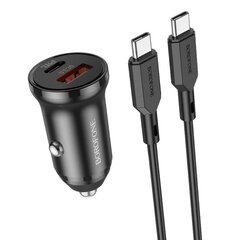 Автомобильная зарядка Borofone BZ18A USB-A/Type-C PD20W+QC3.0 черная цена и информация | Зарядные устройства для телефонов | pigu.lt