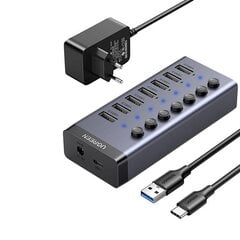 Daugiafunkcinis USB-C HUB su 7 USB 3.0 jungtimis, pilkas kaina ir informacija | Adapteriai, USB šakotuvai | pigu.lt