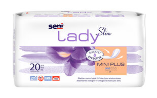 Урологические прокладки для женщин Seni Lady Slim Mini Plus, 20 шт. цена и информация | Подгузники, прокладки, одноразовые пеленки для взрослых | pigu.lt