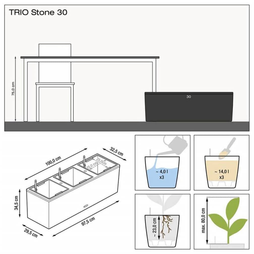 Lovelis Lechuza Trio Stone 30 cm kaina ir informacija | Vazonėliai daiginimui ir persodinimui | pigu.lt