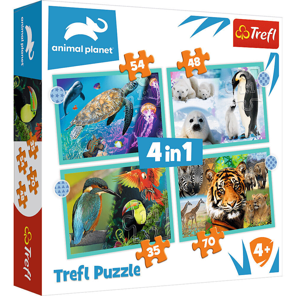 Dėlionė Trefl gyvūnų planeta 4in1, 207 d kaina ir informacija | Dėlionės (puzzle) | pigu.lt