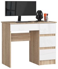 Письменный стол NORE A7, правый вариант, белый/коричневый цена и информация | Компьютерные, письменные столы | pigu.lt