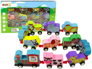 Gyvūnų traukinys vaikams Lean Toys, medinis kaina ir informacija | Žaislai mergaitėms | pigu.lt