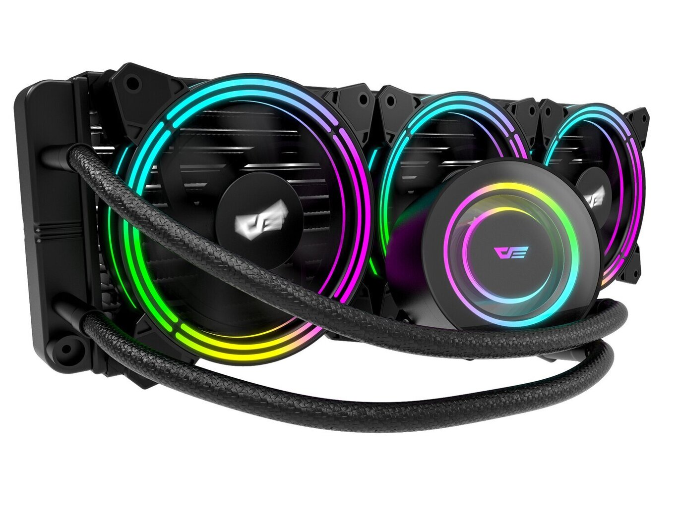 Procesoriaus aušintuvas Darkflash TR360 PC Water Cooling AiO RGB, 3 fans, 12 x 12 cm, juoda цена и информация | Procesorių aušintuvai | pigu.lt