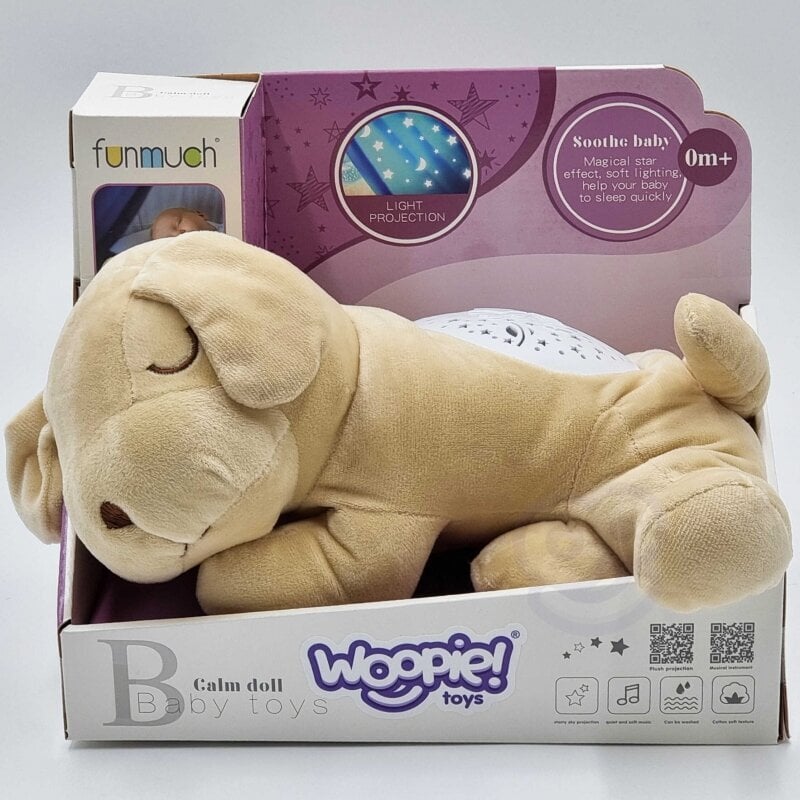 Minkštas žaislas migdukas - Šuniukas su projektoriumi ir 10 lopšinių Woopie kaina ir informacija | Žaislai kūdikiams | pigu.lt