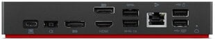 Lenovo ThinkPad Universal USB-C Smart Dock powered by Microsoft Azure Sphere (Max displays: 3/Max resolution: 4K/60Hz/Supports: 2x4K/60Hz/1xEthernet LAN (RJ-45)/2xDP 1.4/1xHDMI 2.1/3xUSB 3.1 (1 always-on)/2xUSB 2.0/1xThunderbolt 3 and 4 downstream/1xUSB-C цена и информация | Адаптеры, USB-разветвители | pigu.lt