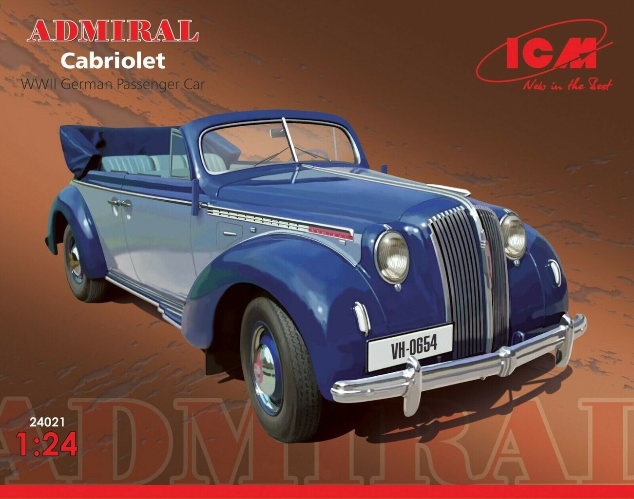 Klijuojamas Modelis ICM 24021 Admiral Cabriolet, WWII German Passenger Car 1/24 kaina ir informacija | Klijuojami modeliai | pigu.lt