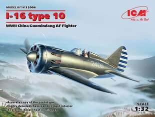 Сборная модель ICM 32006 I-16 type 10, WWII China Guomindang AF Fighter 1/32 цена и информация | Склеиваемые модели | pigu.lt