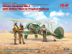 Klijuojamas Modelis ICM 32043 Gloster Gladiator Mk.I with British Pilots in Tropical Uniform 1/32 kaina ir informacija | Klijuojami modeliai | pigu.lt