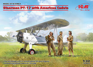 Klijuojamas Modelis ICM 32051 Stearman PT-17 with American Cadets 1/32 kaina ir informacija | Klijuojami modeliai | pigu.lt