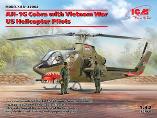 Сборная модель ICM 32062 AH-1G Cobra with Vietnam War US Helicopter Pilots 1/32 цена и информация | Склеиваемые модели | pigu.lt