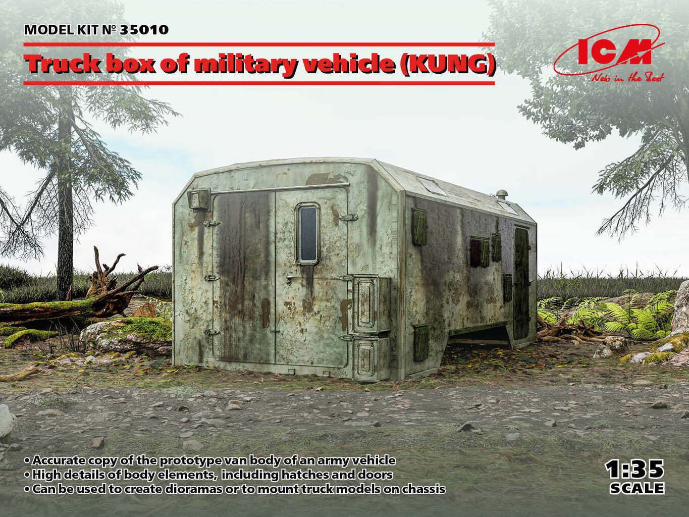 Klijuojamas Modelis ICM 35010 Truck box of military vehicle (KUNG) 1/35 kaina ir informacija | Klijuojami modeliai | pigu.lt
