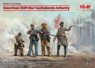 Klijuojamas Modelis ICM 35021 American Civil War Confederate Infantry. Set #1 1/35 kaina ir informacija | Klijuojami modeliai | pigu.lt