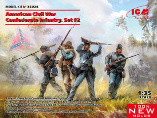 Klijuojamas Modelis ICM 35024 American Civil War Confederate Infantry. Set #2 1/35 kaina ir informacija | Klijuojami modeliai | pigu.lt