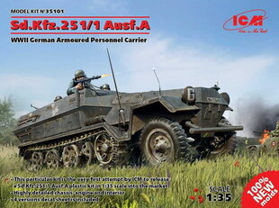 Klijuojamas Modelis ICM 35101 Sd.Kfz.251/1 Ausf.A, WWII German Armoured Personnel Carrier 1/35 kaina ir informacija | Klijuojami modeliai | pigu.lt