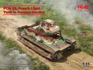 Klijuojamas Modelis ICM 35337 FCM 36, French Light Tank in German Service 1/35 kaina ir informacija | Klijuojami modeliai | pigu.lt