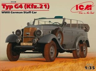 Сборная модель ICM 35538 Typ G4 (Kfz.21), WWII German Staff Car 1/35 цена и информация | Склеиваемые модели | pigu.lt