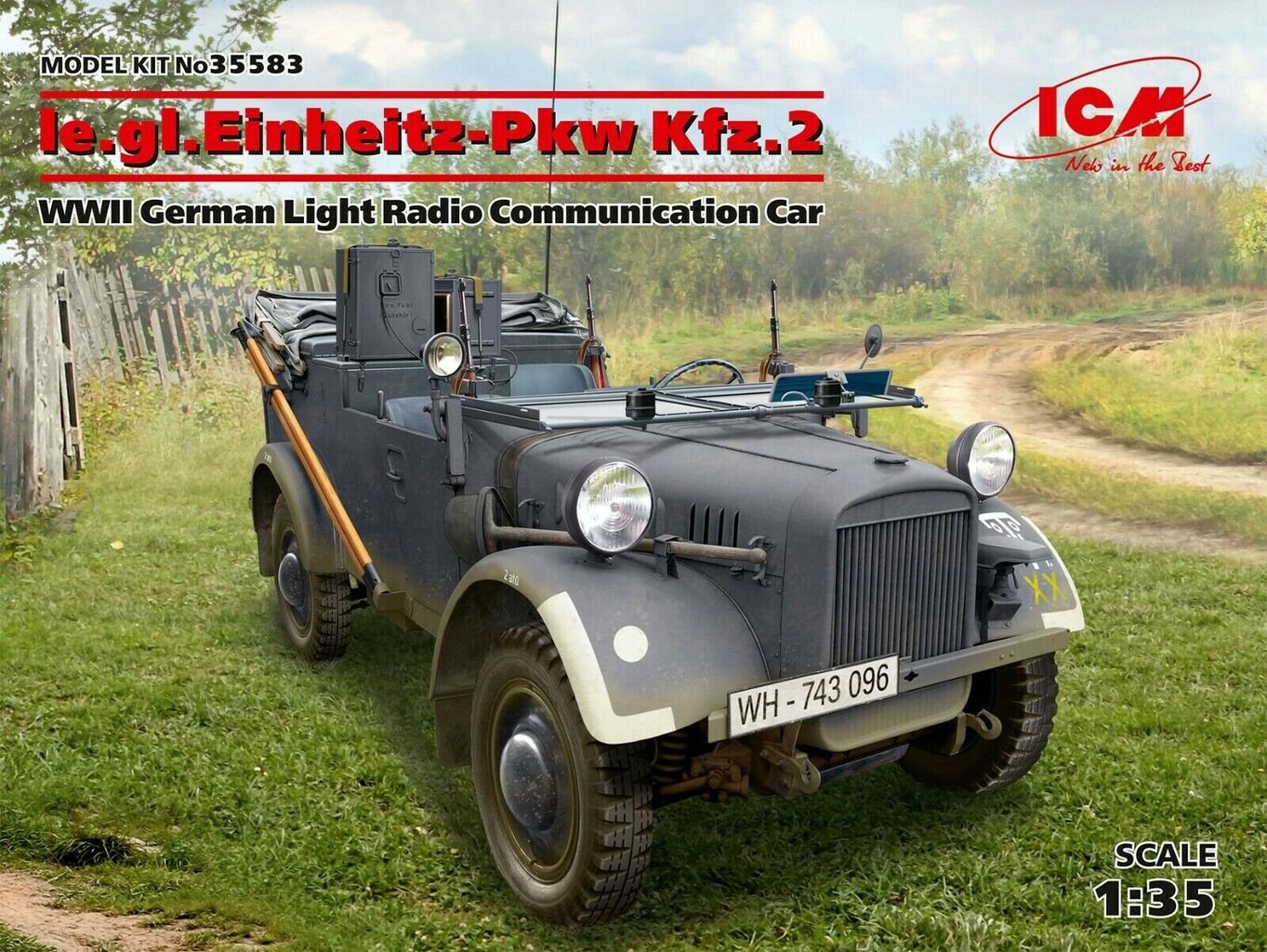 Klijuojamas Modelis ICM 35583 le.gl.Einheitz-Pkw Kfz.2, WWII German Light Radio Communication Car 1/35 kaina ir informacija | Klijuojami modeliai | pigu.lt