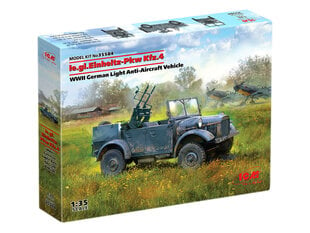 Сборная модель ICM 35584 le.gl.Einheitz-Pkw Kfz.4, WWII German Light Anti-Aircraft Vehicle 1/35 цена и информация | Склеиваемые модели | pigu.lt