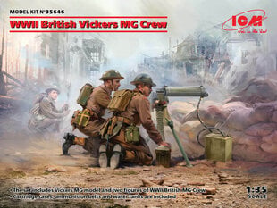 Klijuojamas Modelis ICM 35646 WWII British Vickers MG Crew (Vickers MG & 2 figures) 1/35 kaina ir informacija | Klijuojami modeliai | pigu.lt