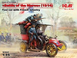 Klijuojamas Modelis ICM 35660 Battle of the Marne" (1914), Taxi car with French Infantry 1/35 kaina ir informacija | Klijuojami modeliai | pigu.lt