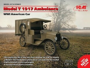 Klijuojamas Modelis ICM 35661 Model T 1917 Ambulance, WWI American Car 1/35 kaina ir informacija | Klijuojami modeliai | pigu.lt