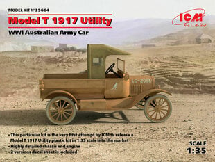 Сборная модель ICM 35664 Model T 1917 Utility, WWI Australian Army Car 1/35 цена и информация | Склеиваемые модели | pigu.lt