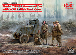 Сборная модель ICM 35670 Model T RNAS Armoured Car with WWI British Tank Crew 1/35 цена и информация | Склеиваемые модели | pigu.lt