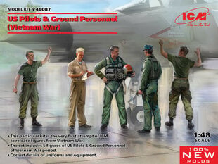 Klijuojamas Modelis ICM 48087 US Pilots & Ground Personnel (Vietnam War) (5 figures) 1/48 kaina ir informacija | Klijuojami modeliai | pigu.lt