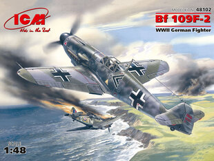 Сборная модель ICM 48102 Messerschmitt Bf 109F-2, WWII German Fighter 1/48 цена и информация | Склеиваемые модели | pigu.lt