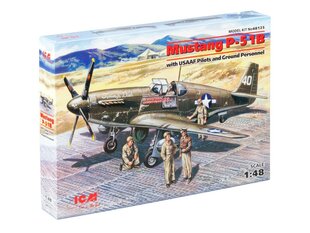 Сборная модель ICM 48125 Mustang P-51B with USAAF Pilots and Ground Personnel 1/48 цена и информация | Склеиваемые модели | pigu.lt