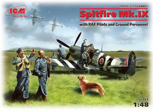 Сборная модель ICM 48801 Spitfire Mk.IX with RAF Pilots and Ground Personnel 1/48 цена и информация | Склеиваемые модели | pigu.lt