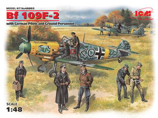 Klijuojamas Modelis ICM 48803 Bf 109F-2 with German Pilots and Ground Personnel 1/48 kaina ir informacija | Klijuojami modeliai | pigu.lt