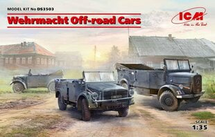 Сборная модель ICM DS3503 Wehrmacht Off-road Cars (Kfz.1, Horch 108 Typ 40, L1500A) 1/35 цена и информация | Склеиваемые модели | pigu.lt