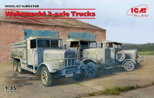 Klijuojamas Modelis ICM DS3508 Wehrmacht 3-axle Trucks (Henschel 33D1, Krupp L3H163, LG3000) 1/35 kaina ir informacija | Klijuojami modeliai | pigu.lt
