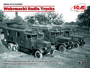 Klijuojamas Modelis ICM DS3509 Wehrmacht Radio Trucks (Henschel 33D1 Kfz.72, Krupp L3H163 Kfz.72) 1/35 kaina ir informacija | Klijuojami modeliai | pigu.lt