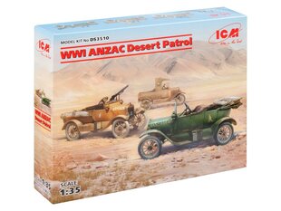 Klijuojamas Modelis ICM DS3510 WWI ANZAC Desert Patrol (Model T LCP, Utility, Touring) 1/35 kaina ir informacija | Klijuojami modeliai | pigu.lt