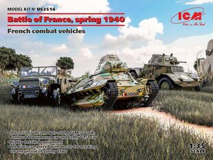 Klijuojamas Modelis ICM DS3514 Battle of France, spring 1940. French combat vehicles (Panhard 178 AMD-35, FCM 36, Laffly V15T) 1/35 kaina ir informacija | Klijuojami modeliai | pigu.lt