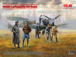 Модель для склеивания ICM DS4801 WWII Luftwaffe Airfield (Messerschmitt Bf 109F-4, Hs 126 B-1, German Luftwaffe Pilots and Ground Personnel (7 figures)) 1/48 цена и информация | Склеиваемые модели | pigu.lt