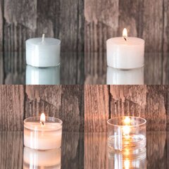 Arbatinės žvakutės skaidriame indelyje 8 h / 50 vnt kaina ir informacija | Žvakės, Žvakidės | pigu.lt