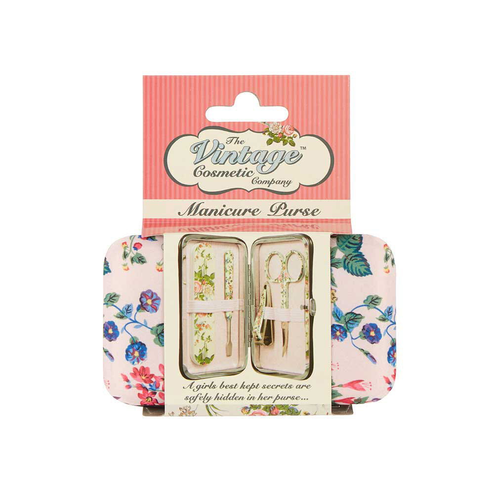 Manikiūro rinkinys The Vintage Cosmetic Company Pink Floral Satin kaina ir informacija | Manikiūro, pedikiūro priemonės | pigu.lt