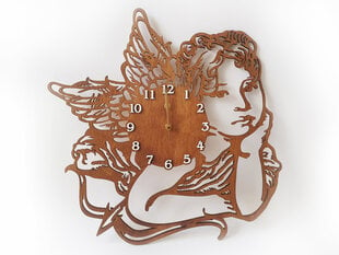 Medinis raižytas sieninis laikrodis su tamsintu „Angelu“ kaina ir informacija | Originalūs laikrodžiai | pigu.lt