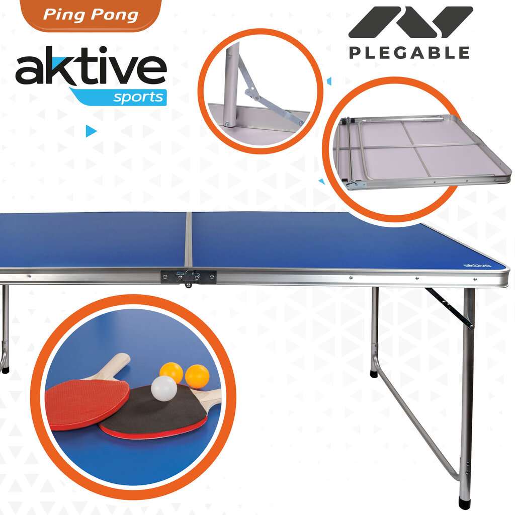 Ping-Pong stalas (160x80cm) su raketėmis, kamuoliukais ir sieteliu Active kaina ir informacija | Stalo teniso stalai ir uždangalai | pigu.lt