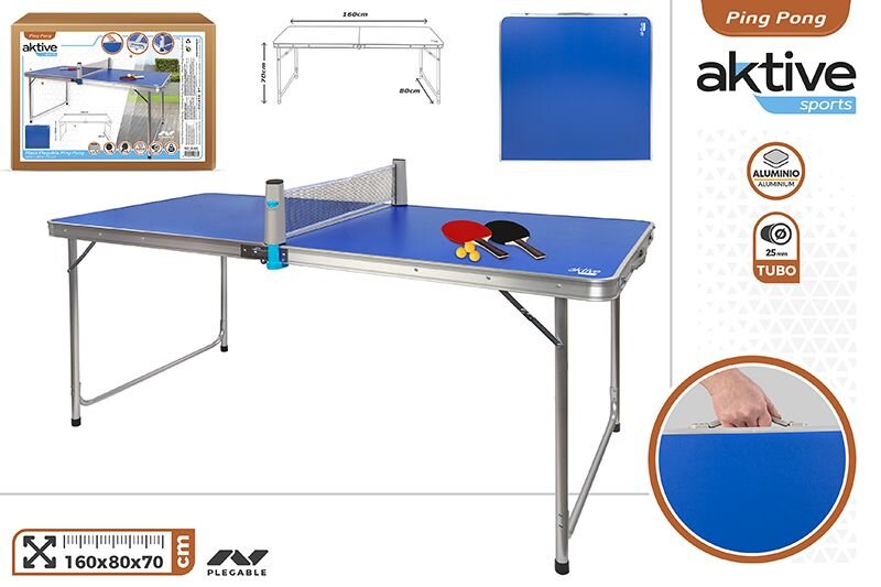 Ping-Pong stalas (160x80cm) su raketėmis, kamuoliukais ir sieteliu Active kaina ir informacija | Stalo teniso stalai ir uždangalai | pigu.lt